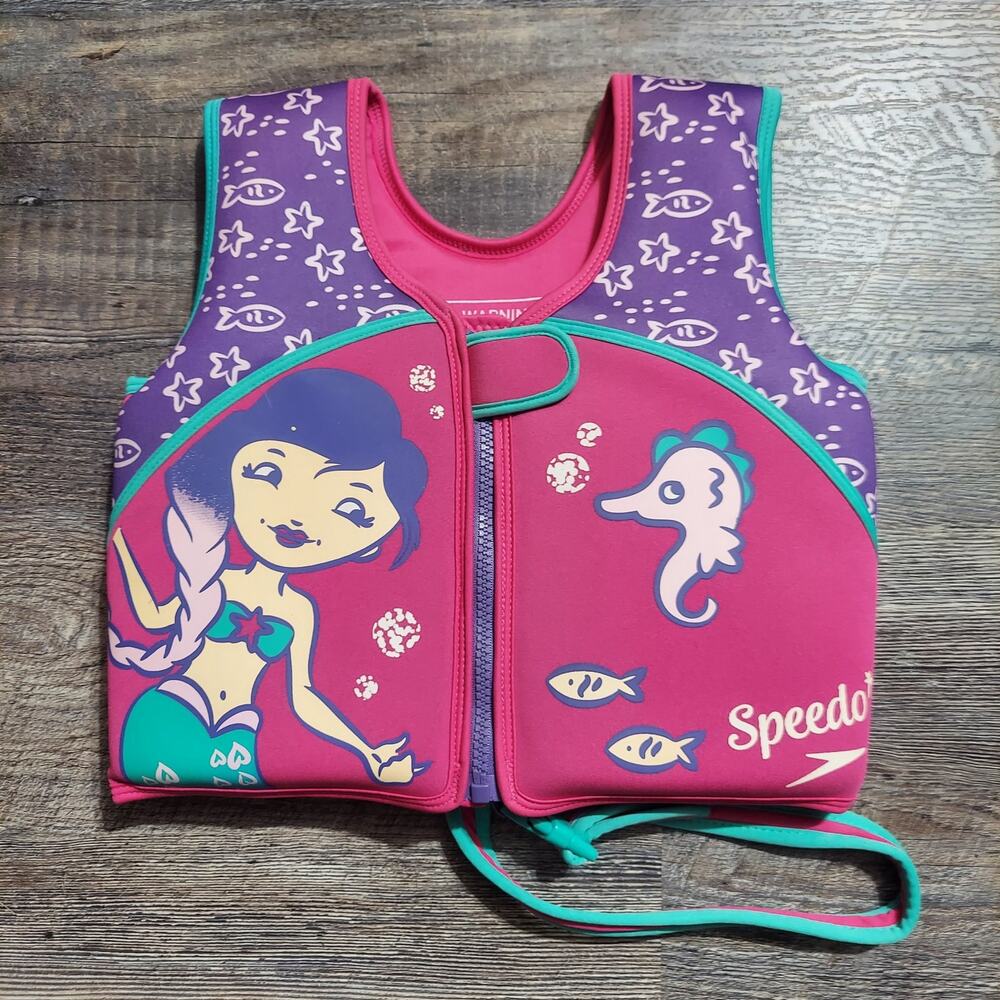 Speedo Kids Neoprene Swim Vest Age 4-6 45-60 lb Mermaid Print Like New